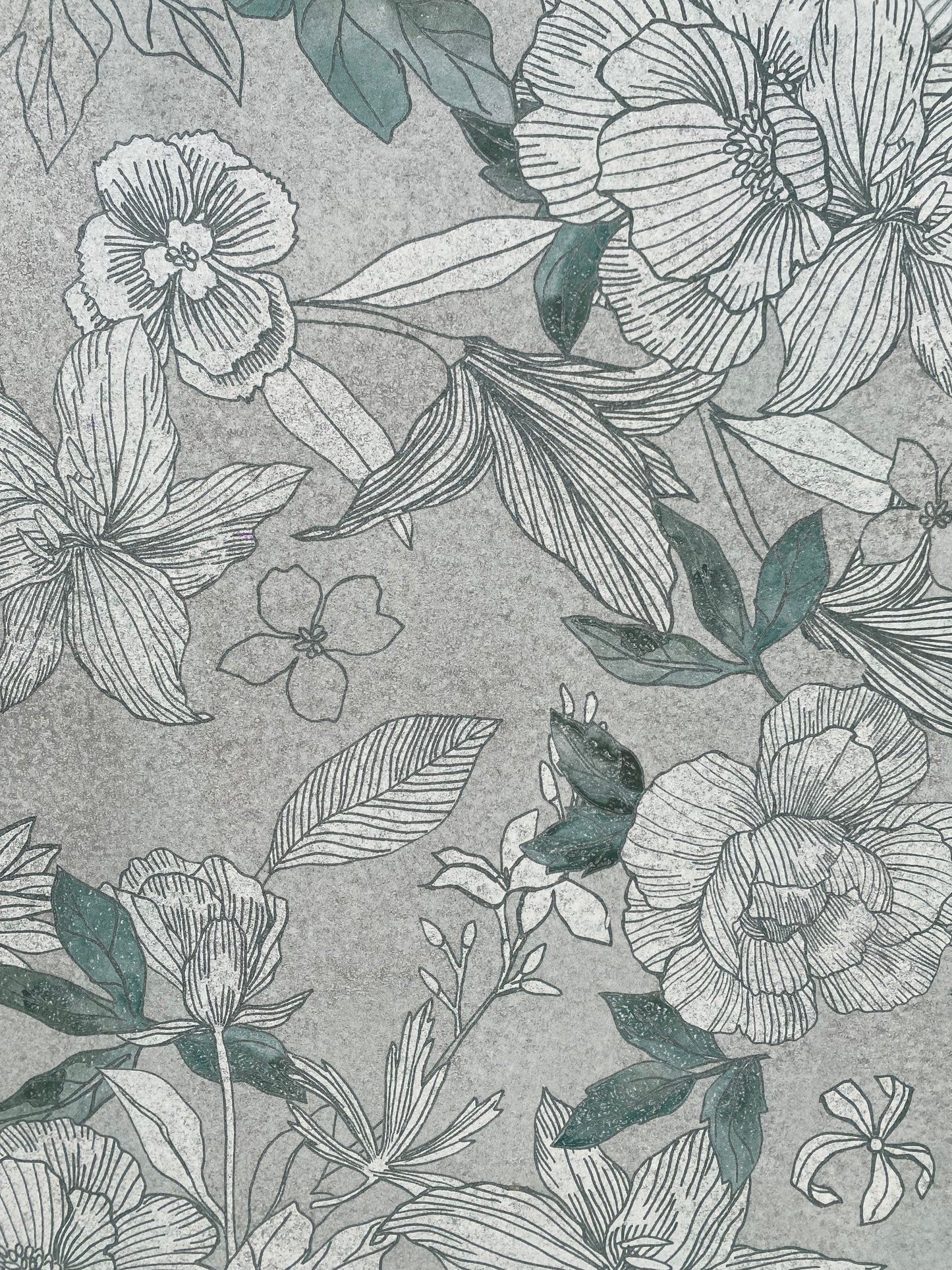 Piastrelle 60x120 Wallart lily rettificato decoro fiori grigio verde