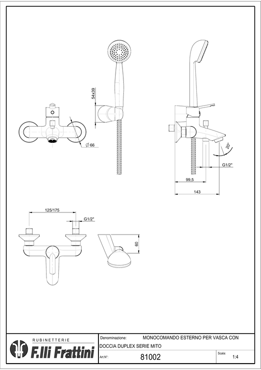 Miscelatore monocomando vasca Serie Mito