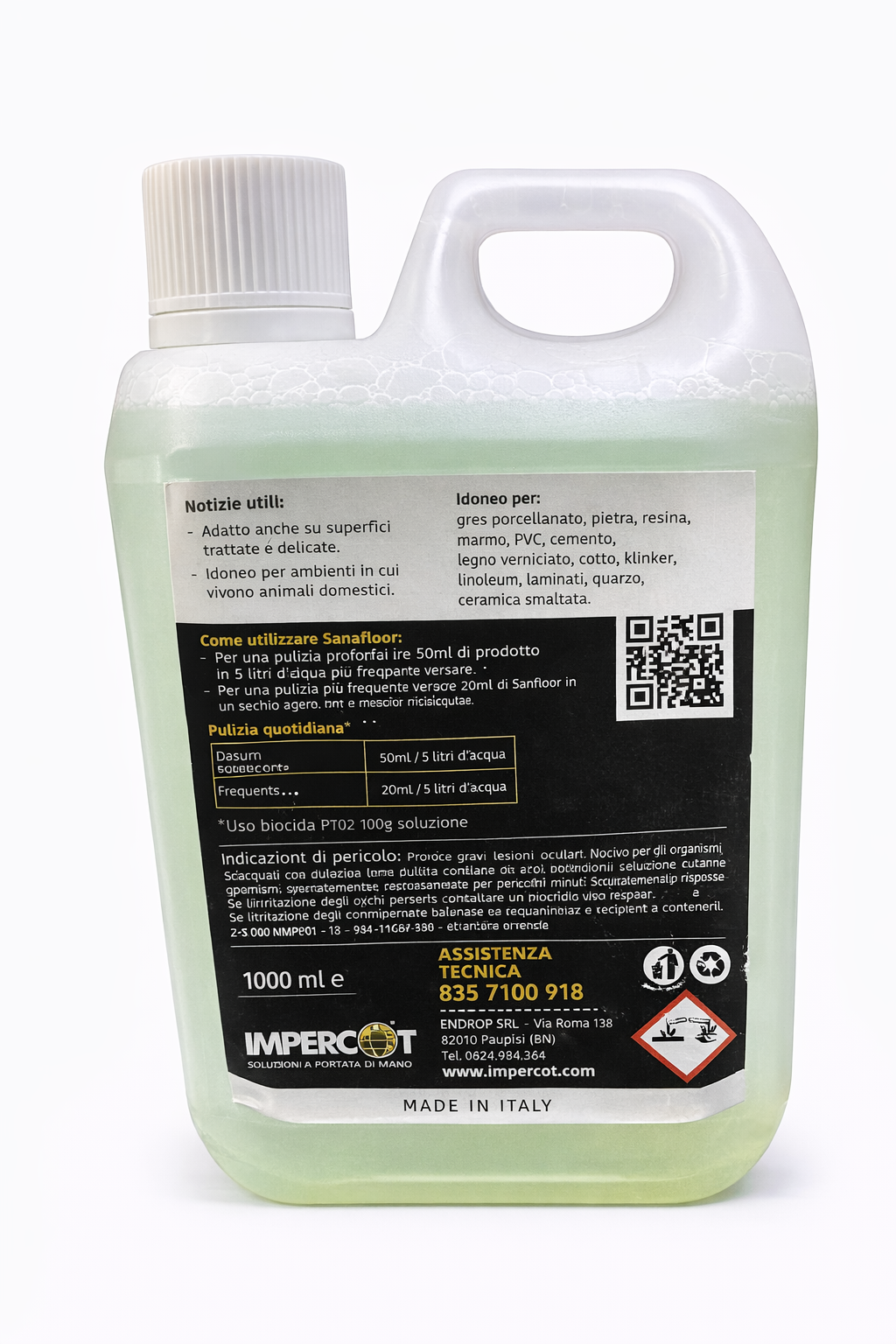 Sanafloor 1000 ml - Detergente professionale igienizzante per pavimenti