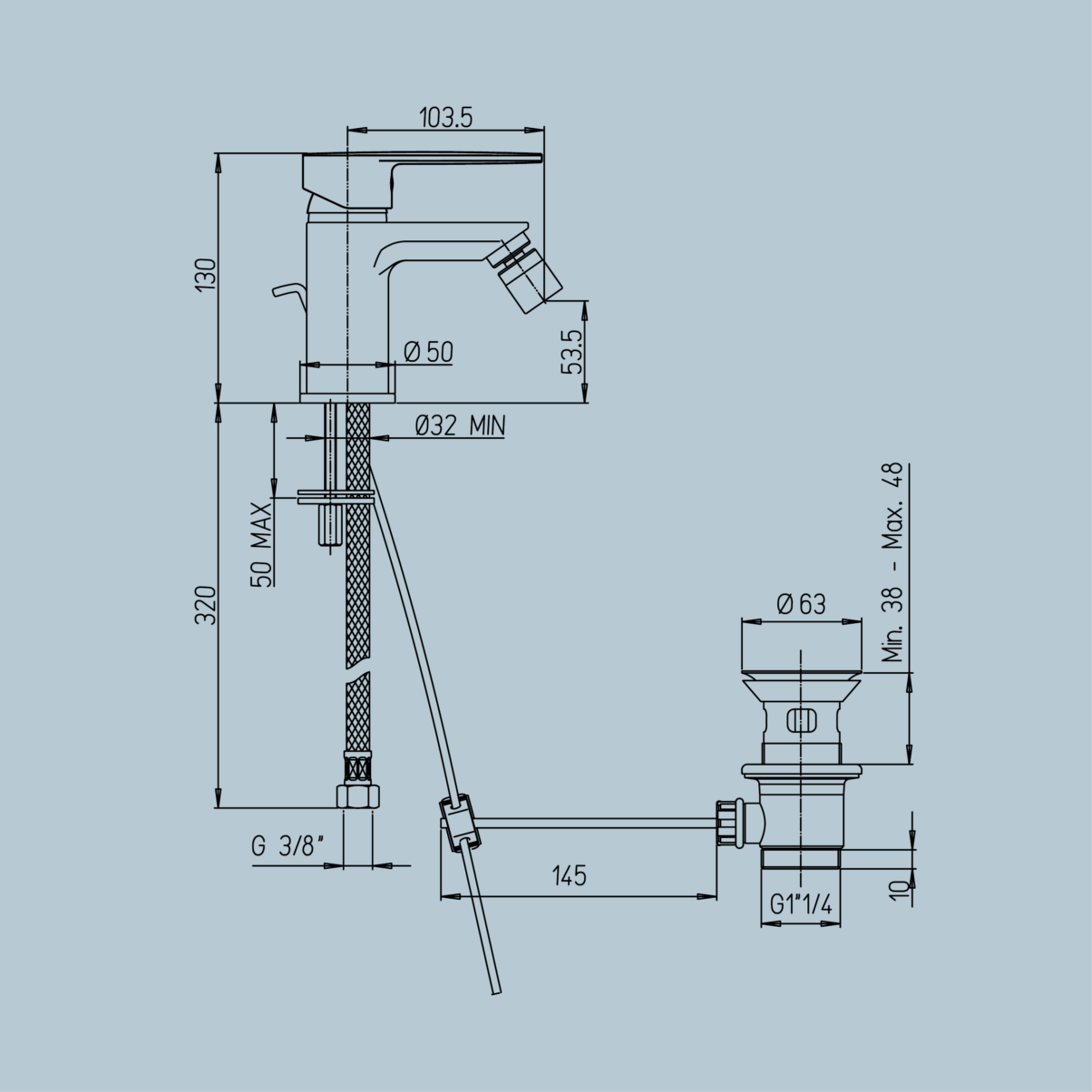 Miscelatore monocomando bidet Serie Borea