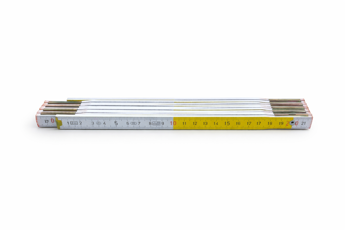 Doppiometro in legno bianco-giallo professionale 2 m