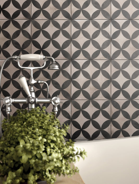 Piastrelle 20x20 Serie Terra astro f bianco nero matt