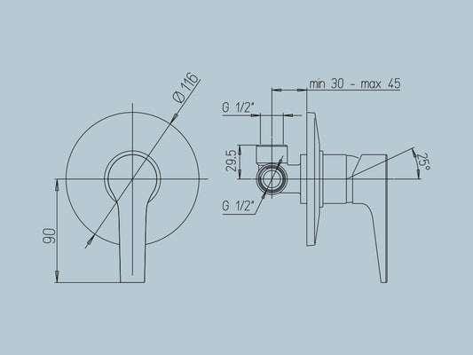 Miscelatore monocomando incasso doccia Serie Sunset