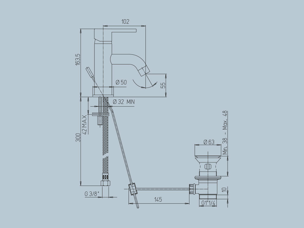Miscelatore monocomando lavabo serie Sunset