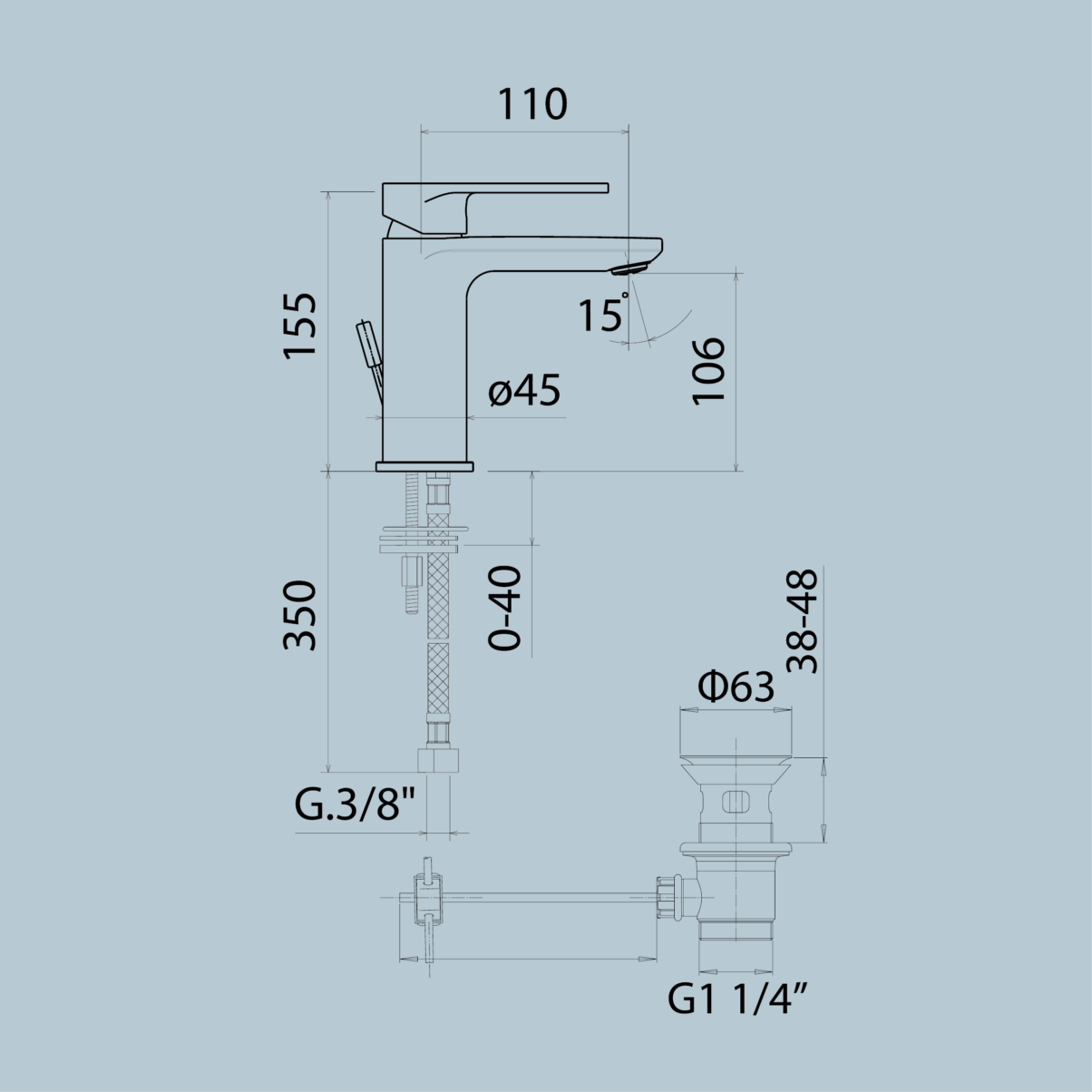 Miscelatore monocomando lavabo Serie Borea