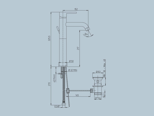 Misceltore monocomando lavabo alto Serie Sunset