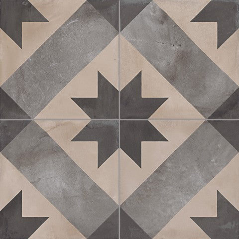 Piastrella 20x20 Serie Terra stella f bianco nero matt