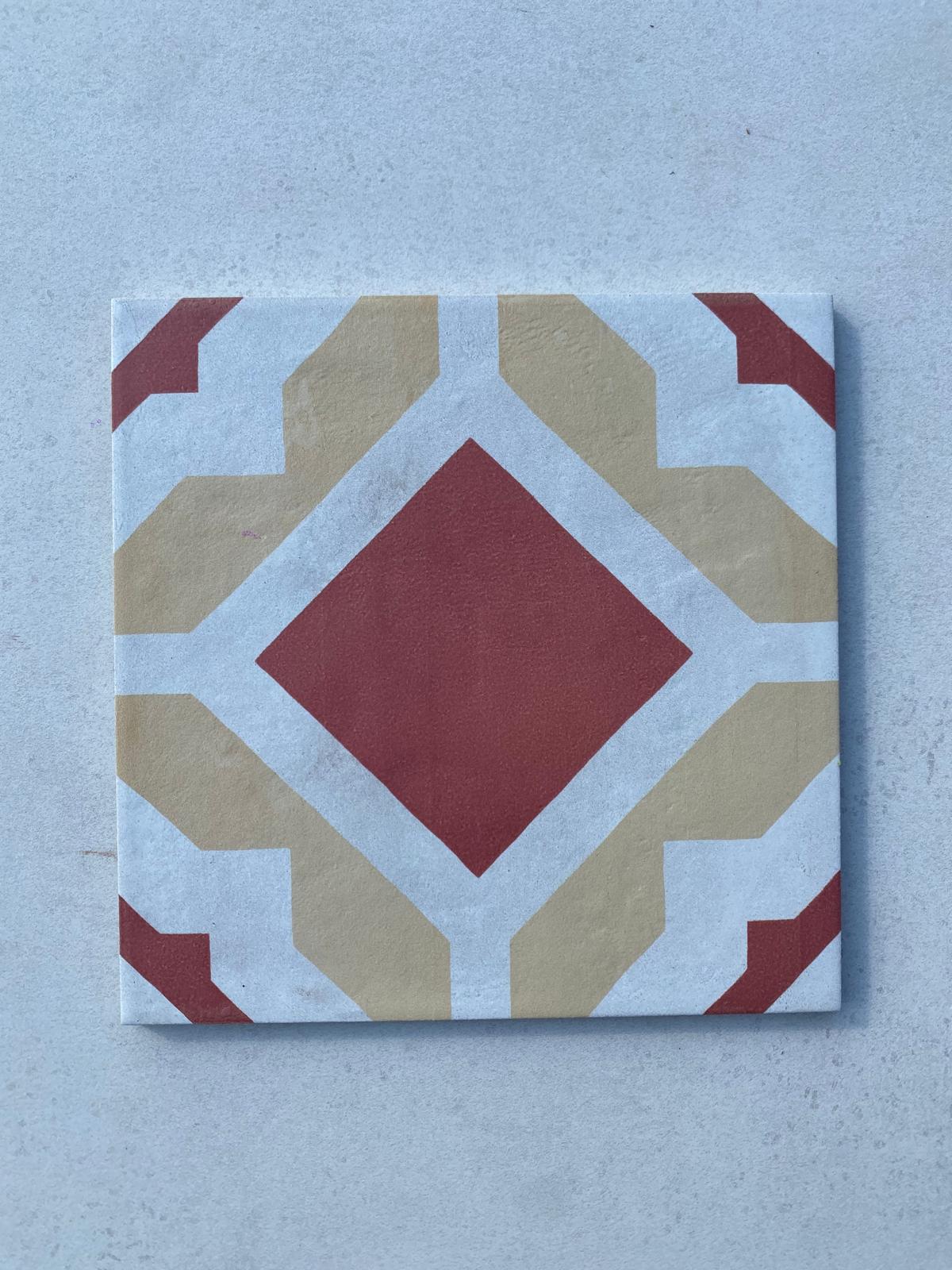 Piastrelle 20x20 Serie Terra art tea geometrico tc matt giallo rosso bianco