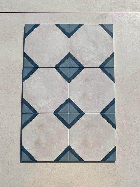 Piastrelle 20x20 Serie terra art ottagono oc matt blu verde bianco