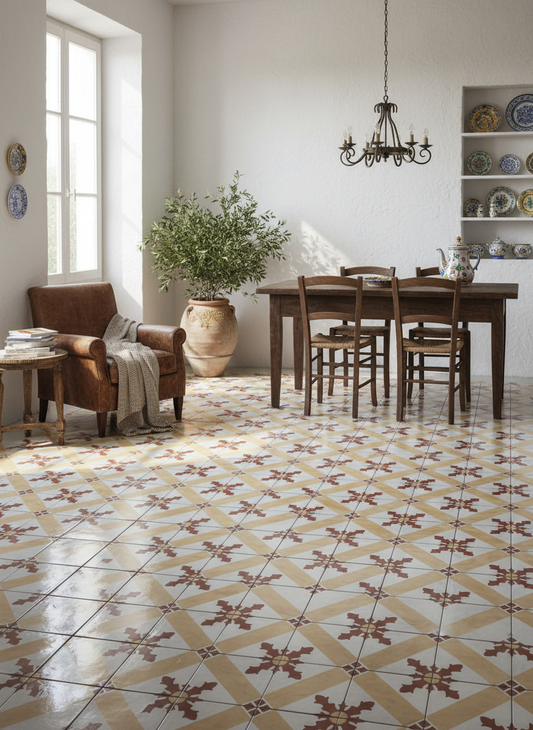 Piastrelle 20x20 Serie Terra art tea card tc matt giallo rosso bianco