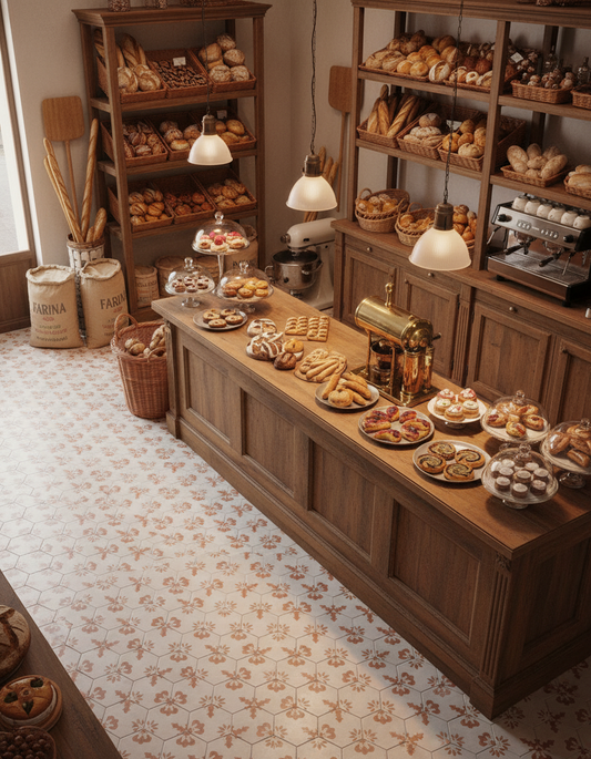 Piastrelle 25x21.6 Serie terra art esagonale giglio tc matt giallo rosso bianco