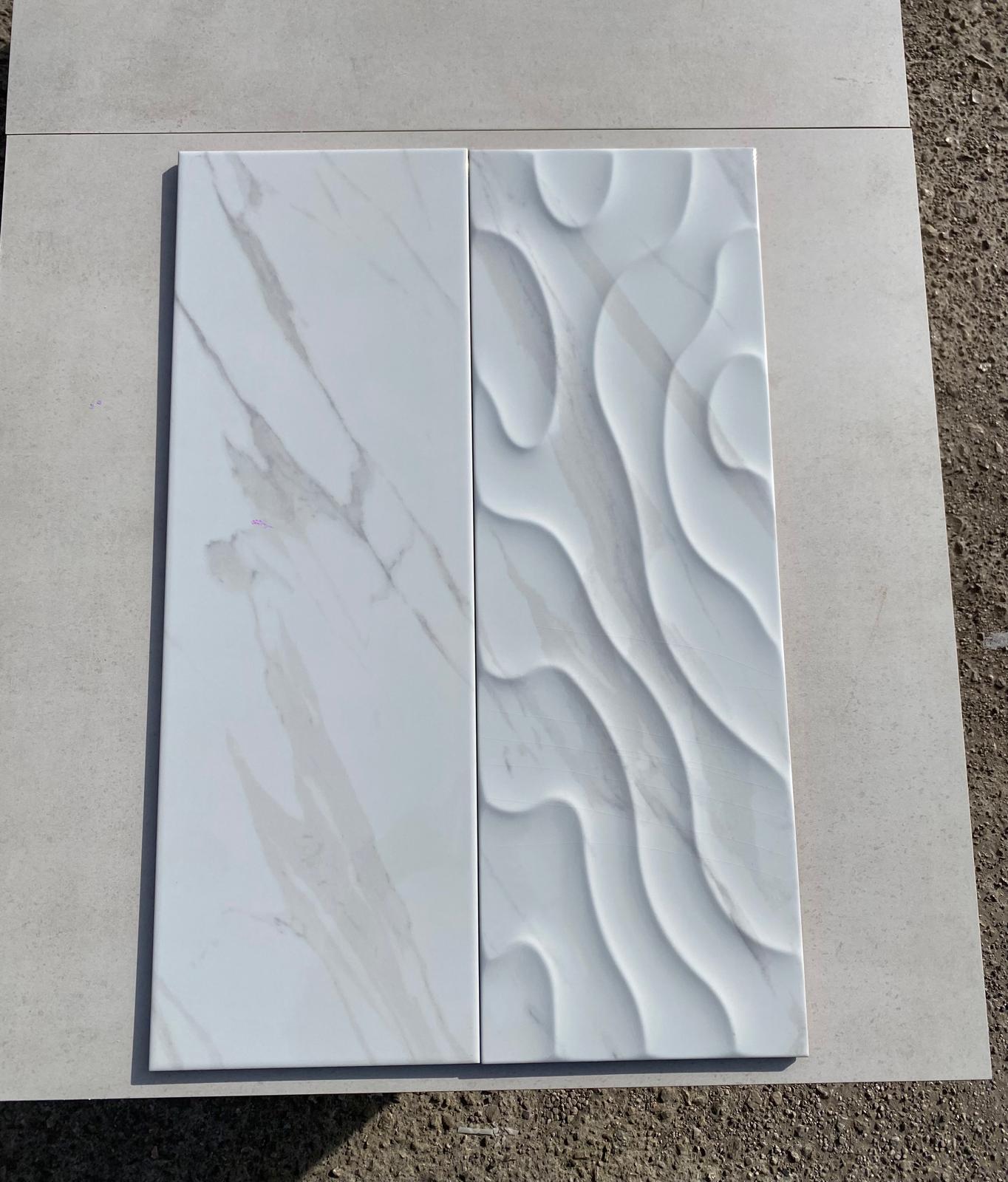 Piastrelle 25x75 Calacatta brillo decoro lucido