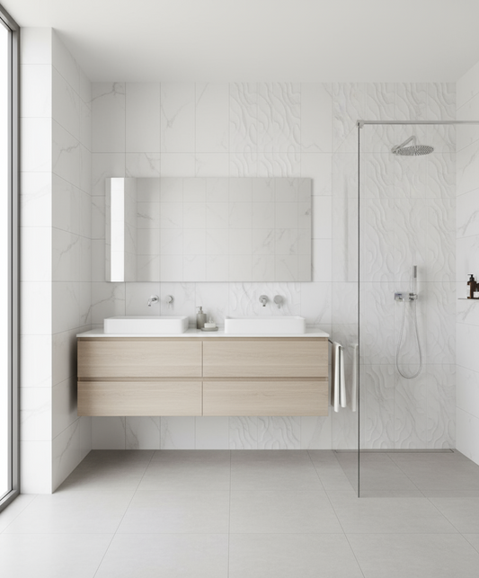 Piastrelle 25x75 Calacatta brillo decoro lucido