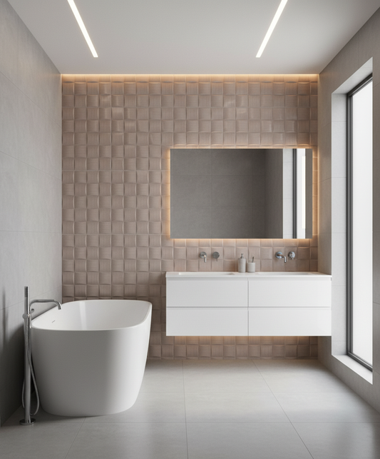 Piastrelle 25x75 Linear dama fango lucido