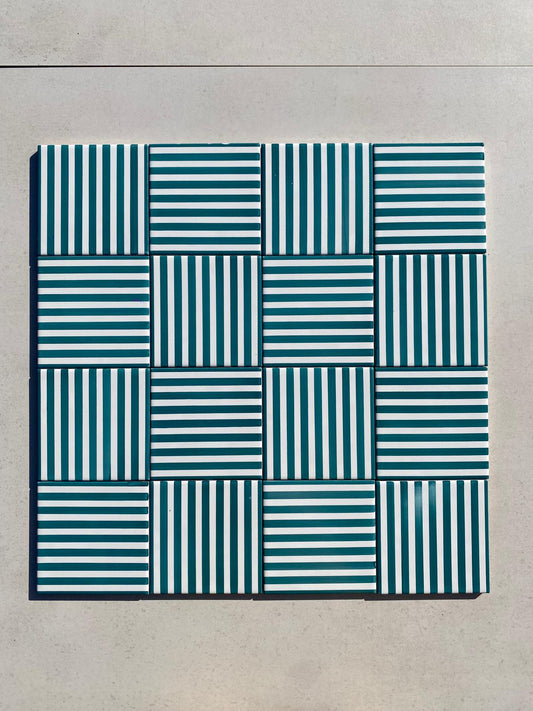 Piastrelle 13x13 Mille righe verde smeraldo