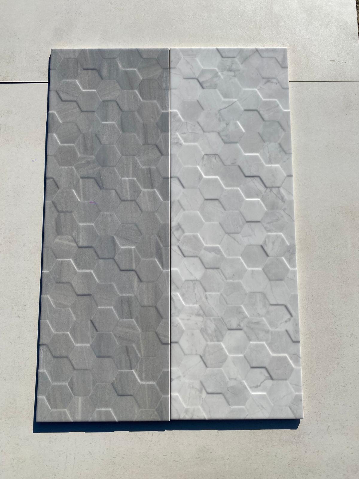 Piastrelle 25x75 Nido d'ape Perseo lucido bianco