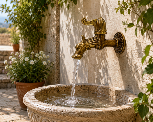 L'artistica - Rubinetto per Fontana in Ghisa - Rubinetto da Giardino a Muro in Ottone Anticato – Design Testa di Drago – Completo di Prolunga Filettata – Stile Classico Vintage