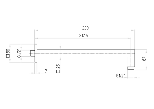 Braccio doccia quadro cm 33 Jacuzzi