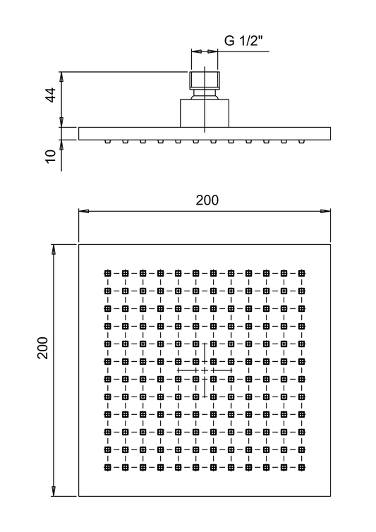 Soffione quadro cromato 200x200 mm Jacuzzi