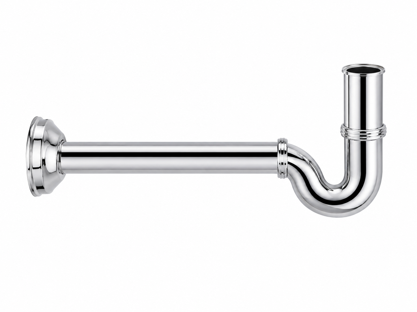 Sifone a S Cromato per Lavabo 1" e 1"1/4 – Completo di Rosone – Scarico Bagno