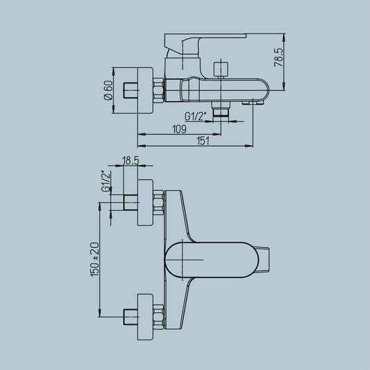 Miscelatore monocomando vasca Serie Borea