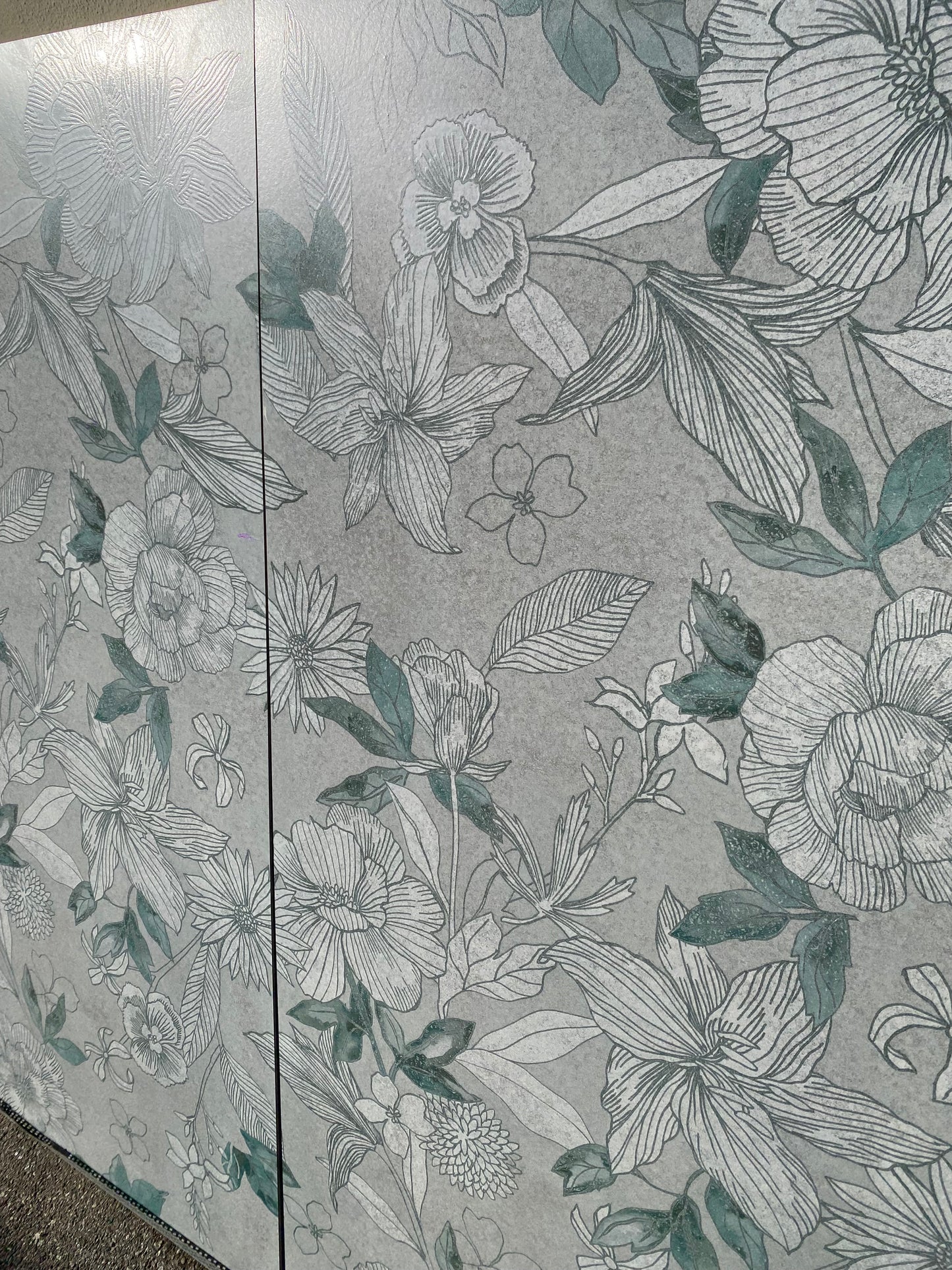 Piastrelle 60x120 Wallart lily rettificato decoro fiori grigio verde