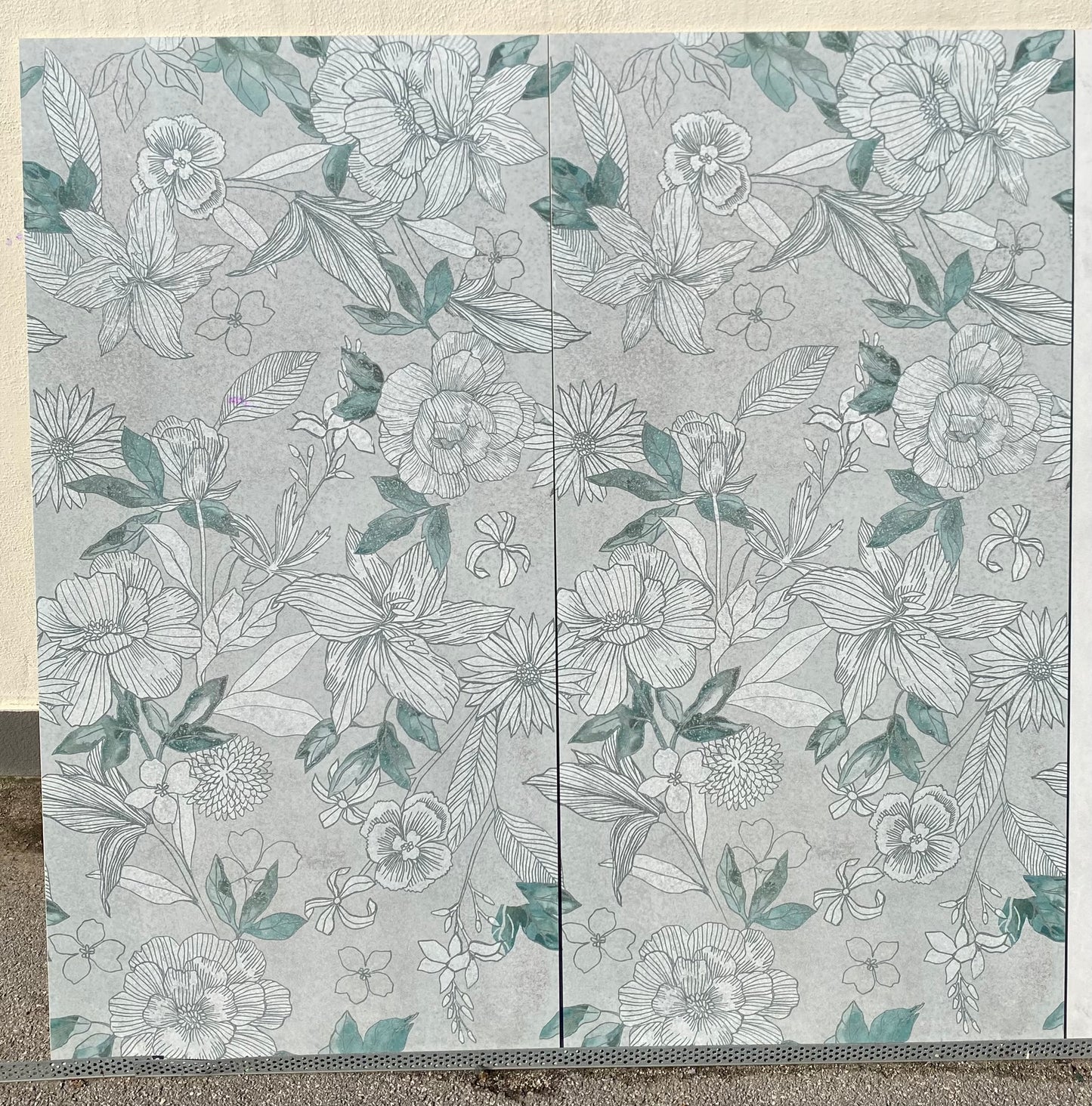 Piastrelle 60x120 Wallart lily rettificato decoro fiori grigio verde