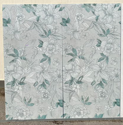 Piastrelle 60x120 Wallart lily rettificato decoro fiori grigio verde