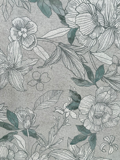 Piastrelle 60x120 Wallart lily rettificato decoro fiori grigio verde