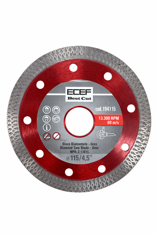 Disco diamantato 115mm ECEF - Cod.194115 - Per gres porcellanato e materiali da costruzione