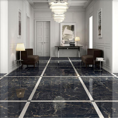 Piastrelle 60x60 Murano noir brill gold rettificato glossy