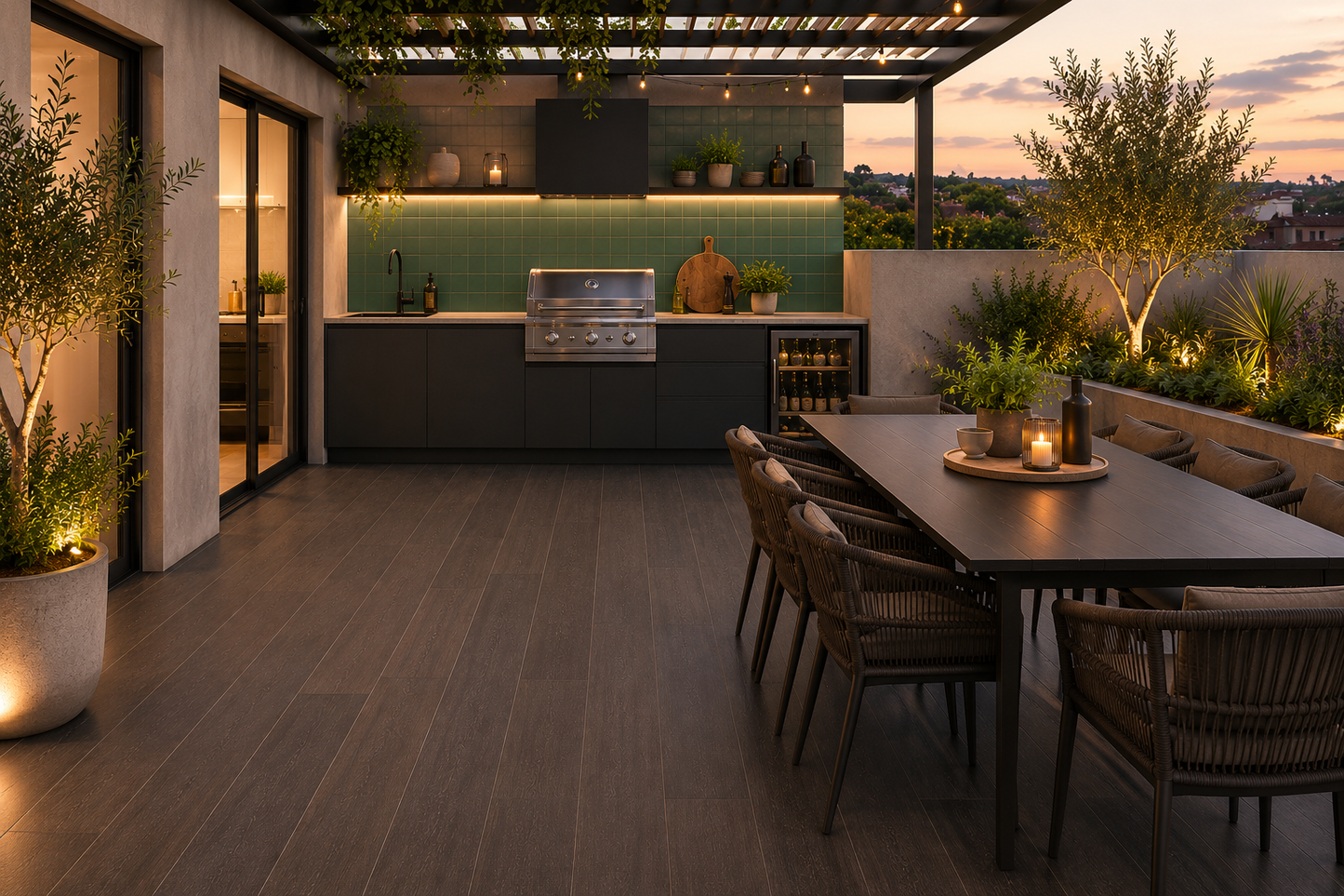 Piastrelle 15x60 Easy wood wengè R11 marrone scuro da esterno