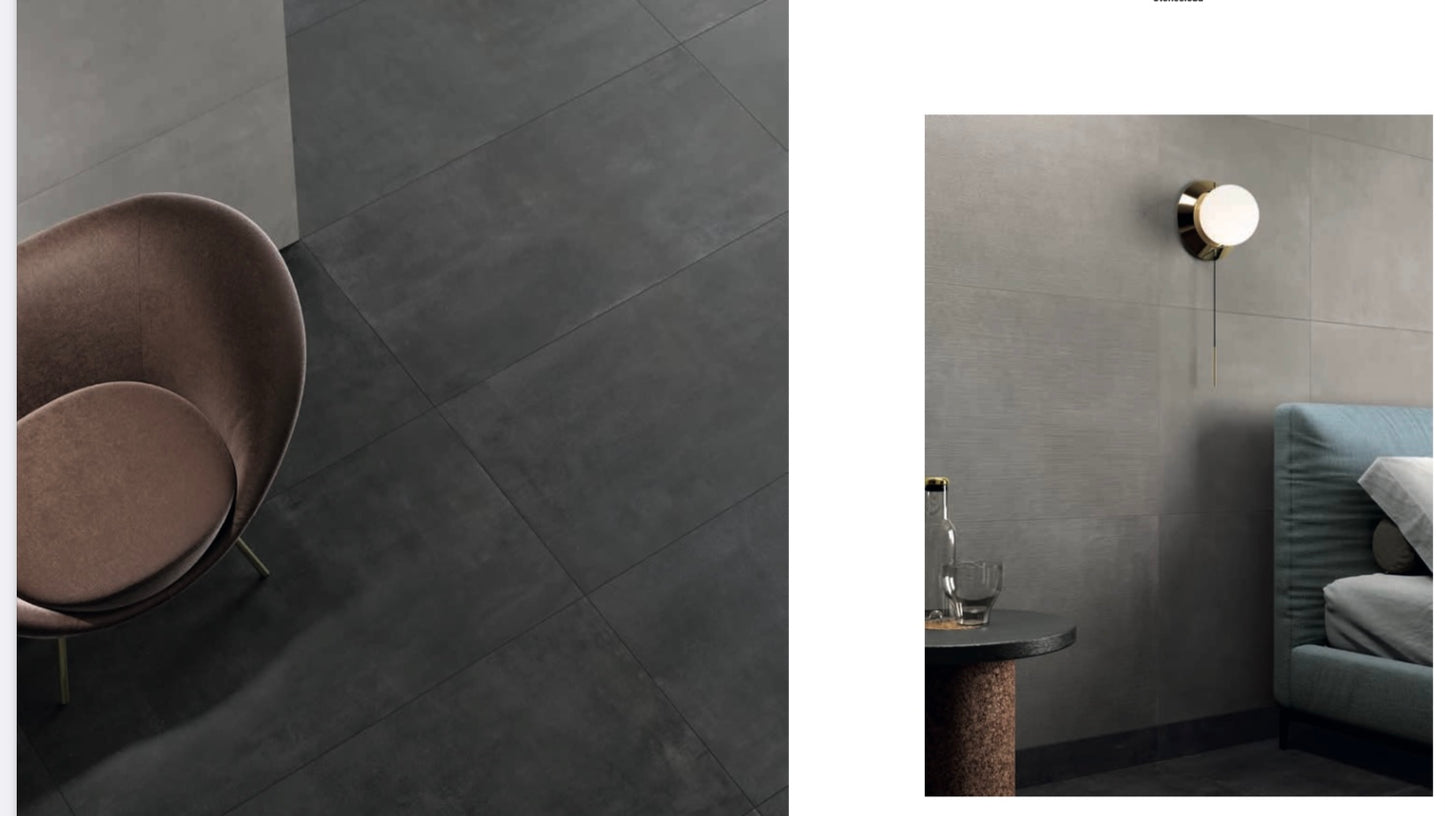 Piastrelle 60x120 Stonecloud dark rettificato grigio cemento matt