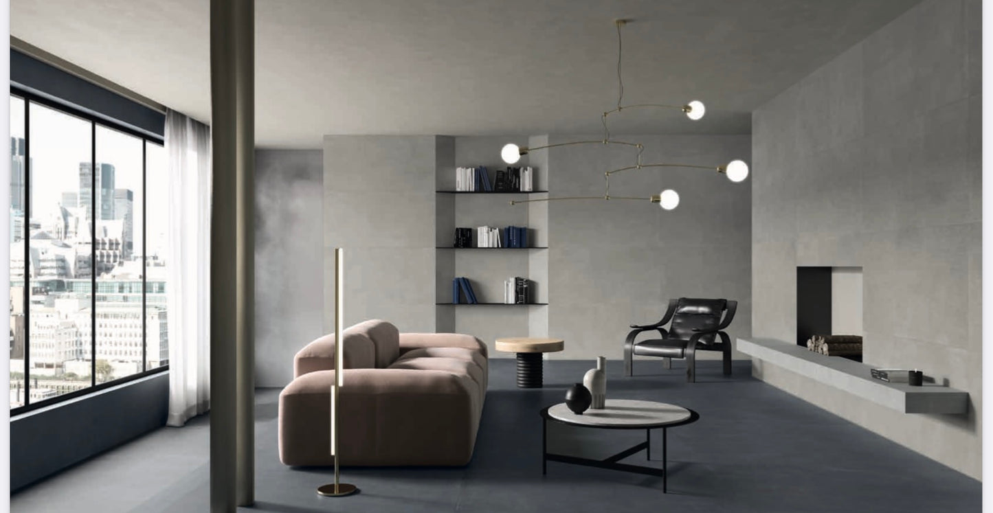 Piastrelle 60x120 Stonecloud dark rettificato grigio cemento matt