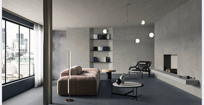 Piastrelle 60x120 Stonecloud dark rettificato grigio cemento matt