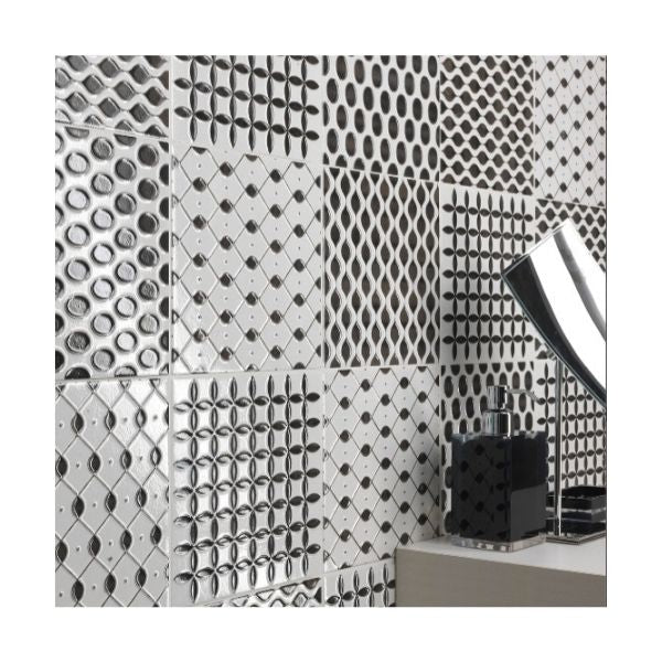 Piastrelle 20x20 Chic mix glossy bianco nero patchwork