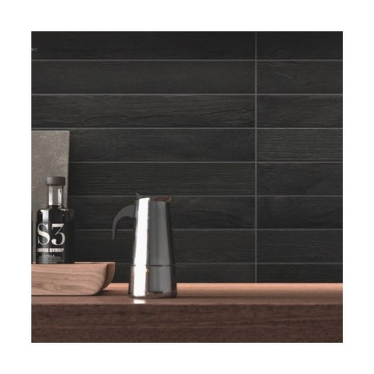Piastrelle 7.5x60 Elementi nero legno