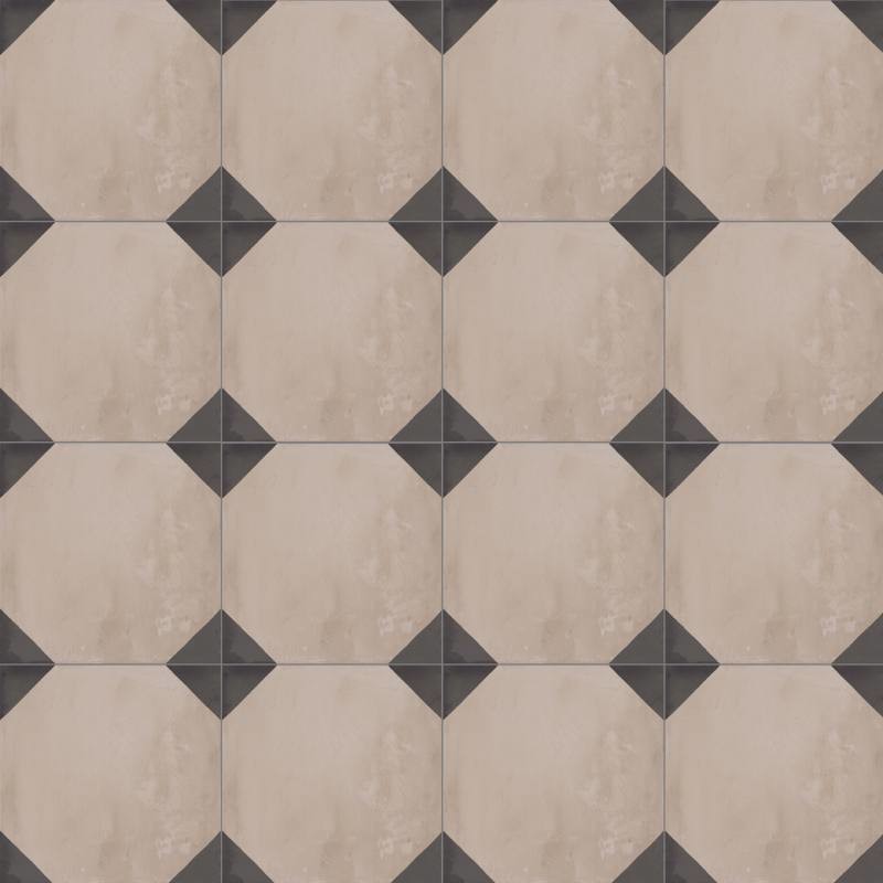 Piastrelle 20x20 Serie Terra ottagono f bianco nero matt