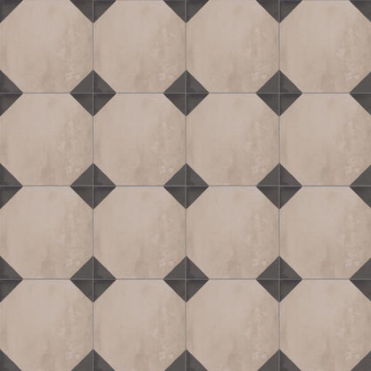 Piastrelle 20x20 Serie Terra ottagono f bianco nero matt