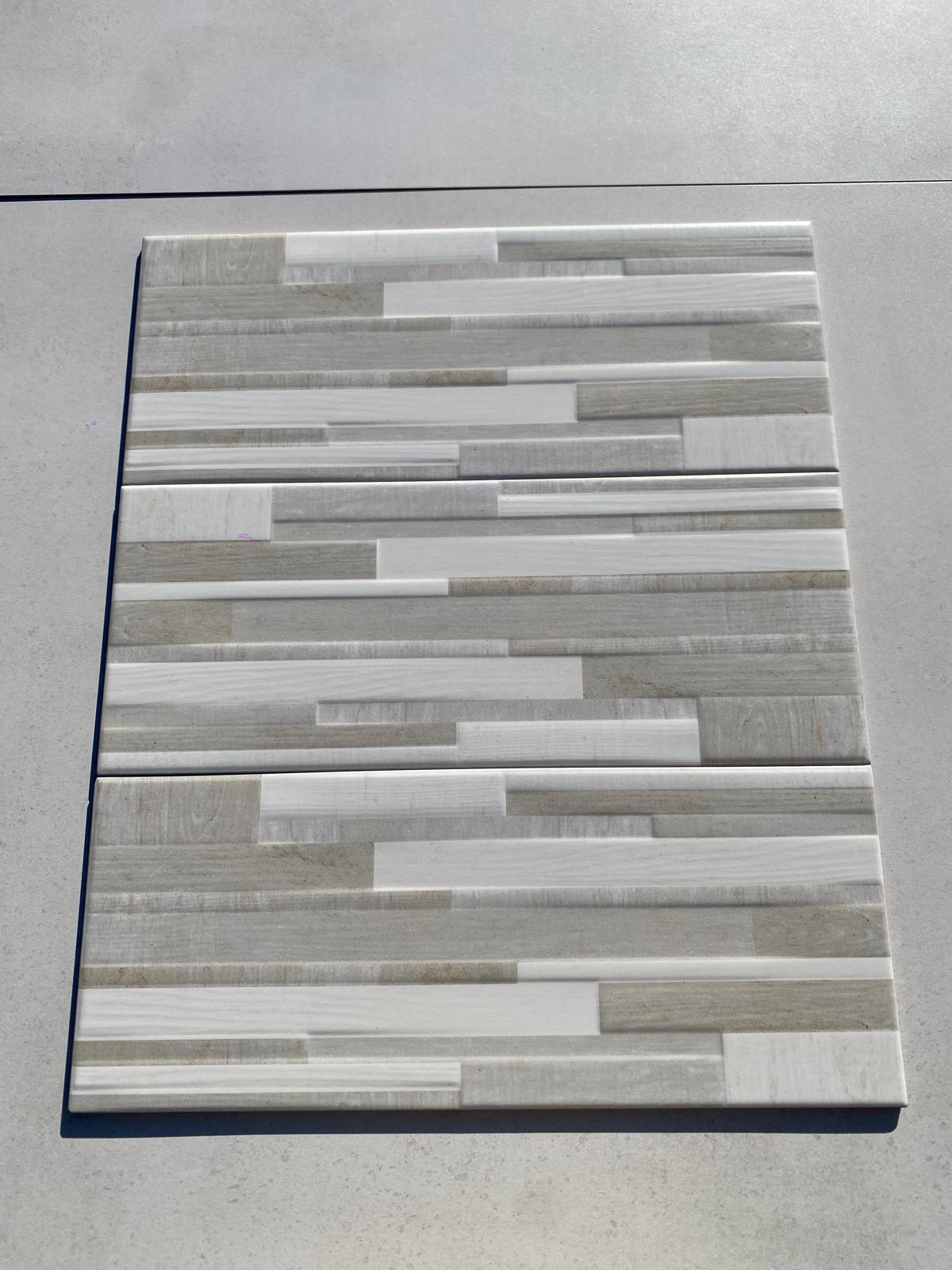 Piastrelle 20x50 Dec. intarsio grey legno matt