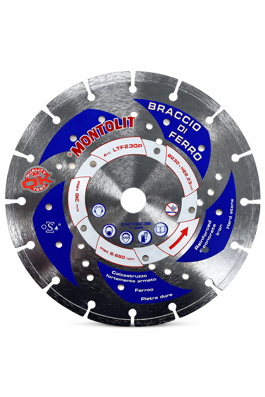 Disco Diamantato Montolit - art. LTF230 P - Per calcestruzzo ferro e pietra