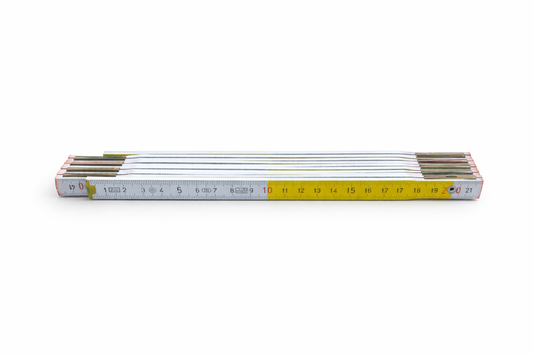 Doppiometro in legno bianco-giallo professionale 2 m