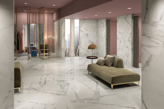 Piastrelle 120x120 Motif calacatta silver rettificato glossy