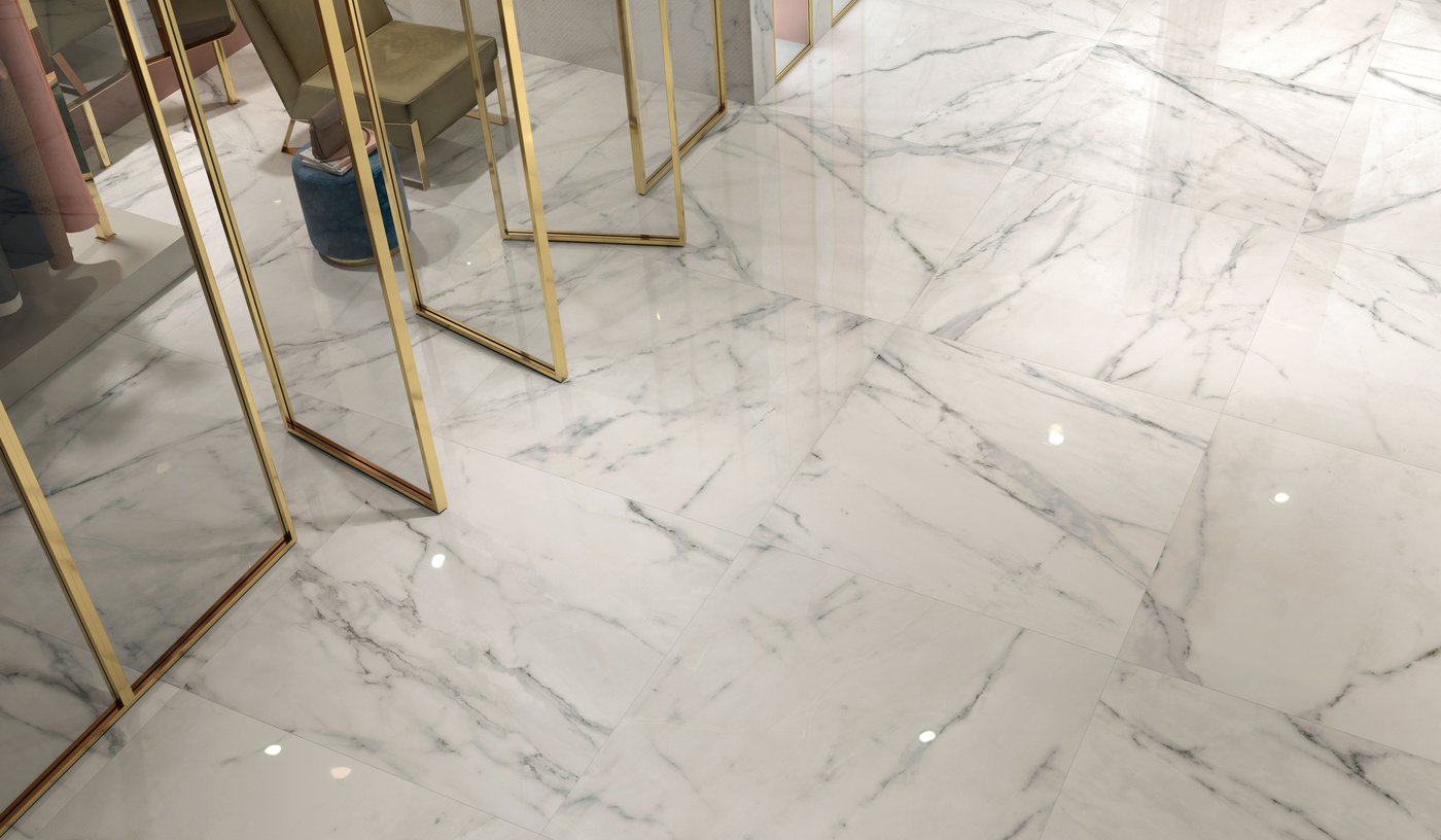 Piastrelle 120x120 Motif calacatta silver rettificato glossy