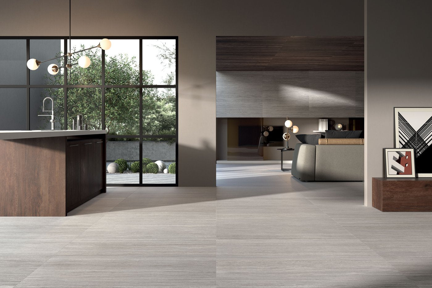 Piastrelle 60x60 Motif extra travertino grey rettificato glossy