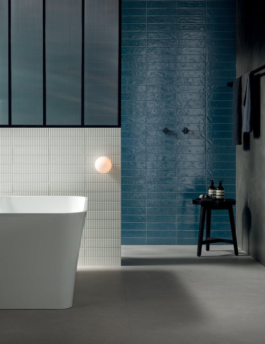 Piastrelle 7.5x30 Regoli blu matt