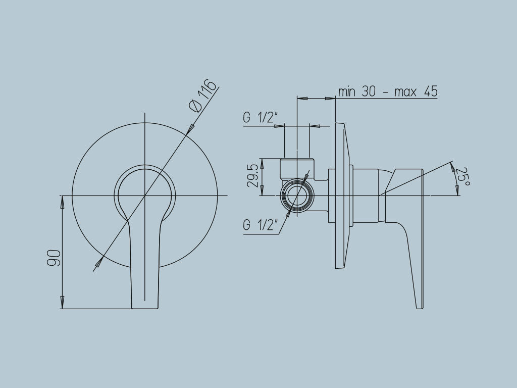 Miscelatore monocomando incasso doccia Serie Sunset