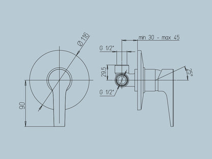 Miscelatore monocomando incasso doccia Serie Sunset