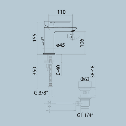 Miscelatore monocomando lavabo Serie Borea