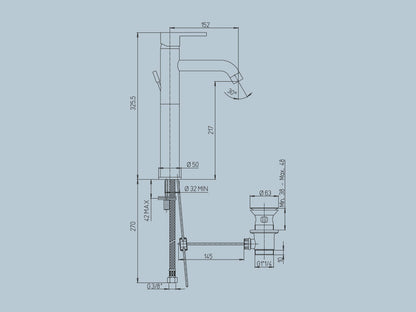 Misceltore monocomando lavabo alto Serie Sunset